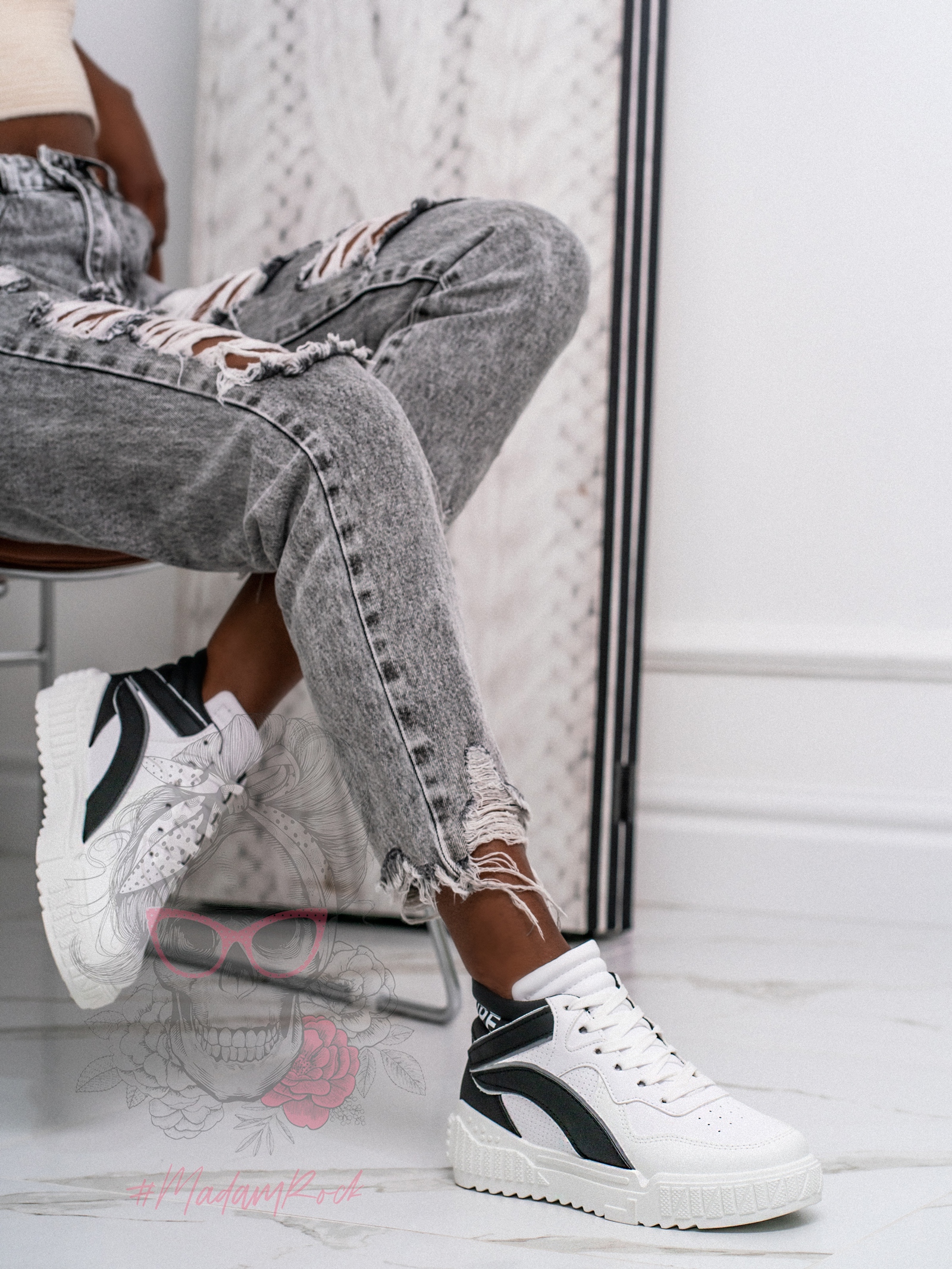 Buty sportowe Madam Supre białe z czarnym