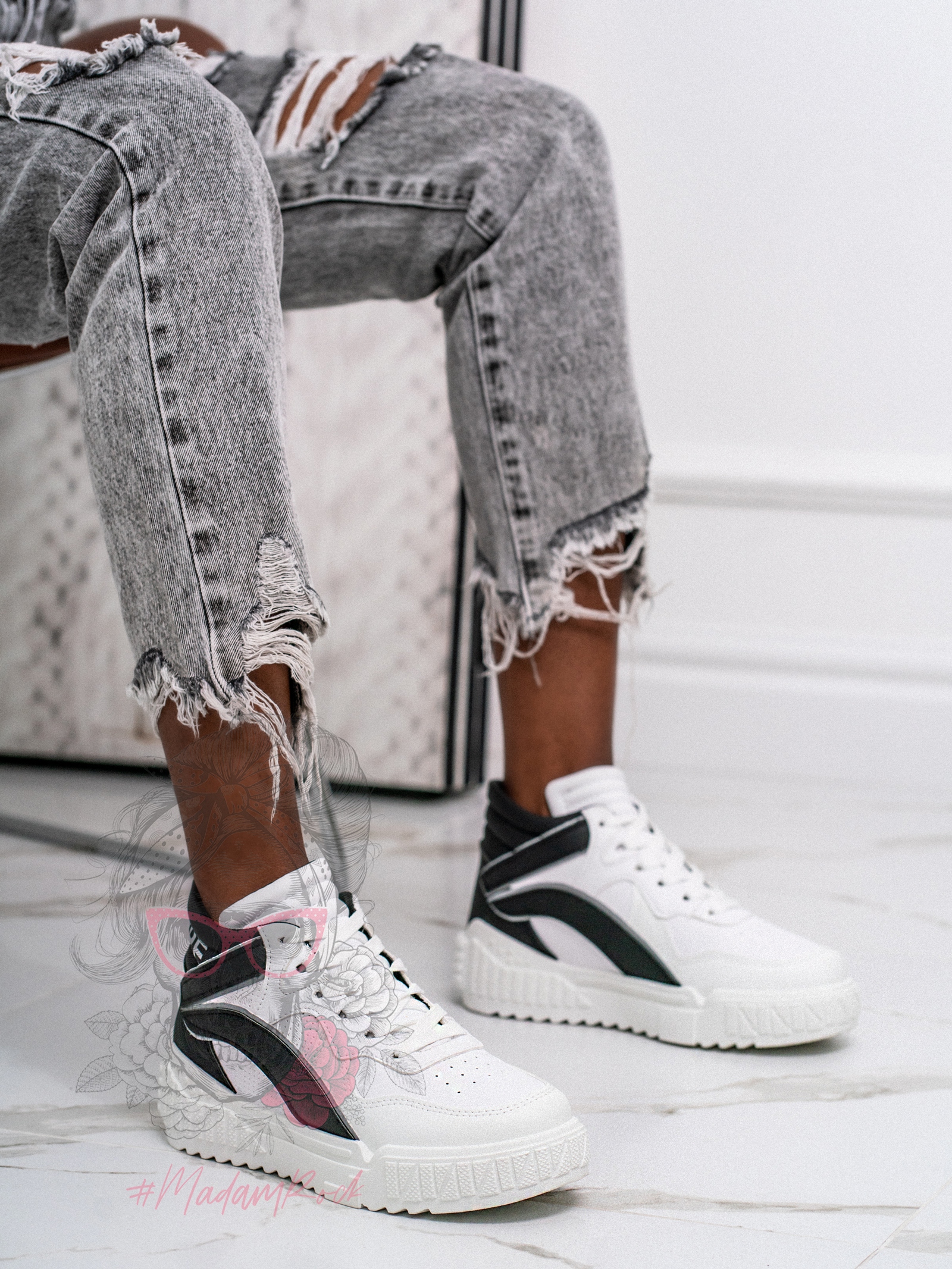 Buty sportowe Madam Supre białe z czarnym