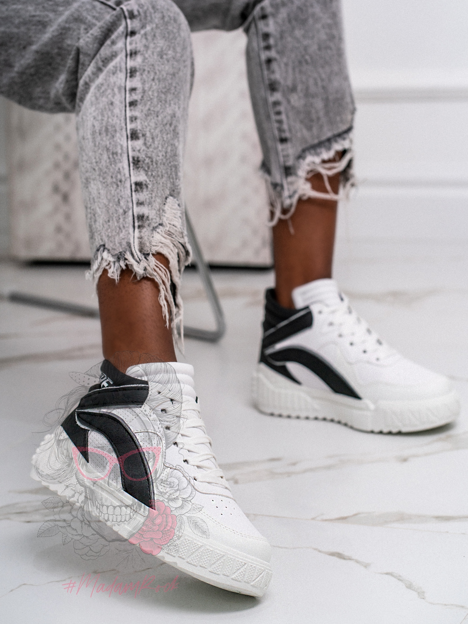 Buty sportowe Madam Supre białe z czarnym