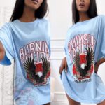 -archiwum- T-shirt bawełniany Burning błękitny