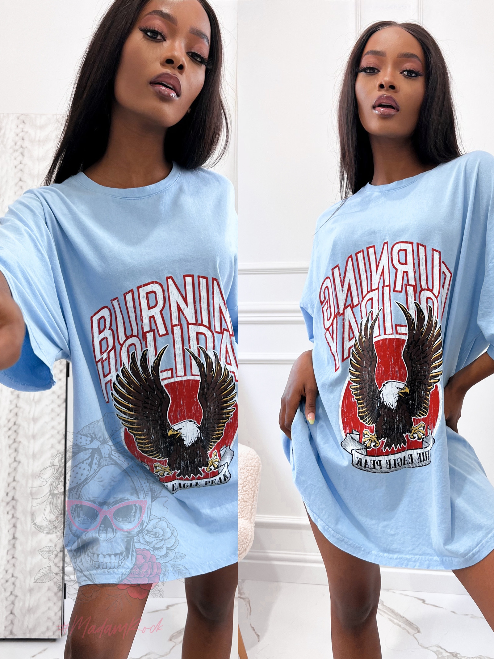 -archiwum- T-shirt bawełniany Burning błękitny
