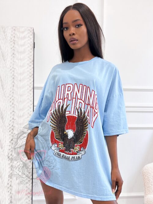 -archiwum- T-shirt bawełniany Burning błękitny