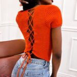 Top ażurowy Leti pomarańczowy