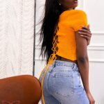 Top ażurowy Leti mandarynkowy