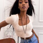 Top ażurowy Leti beżowy