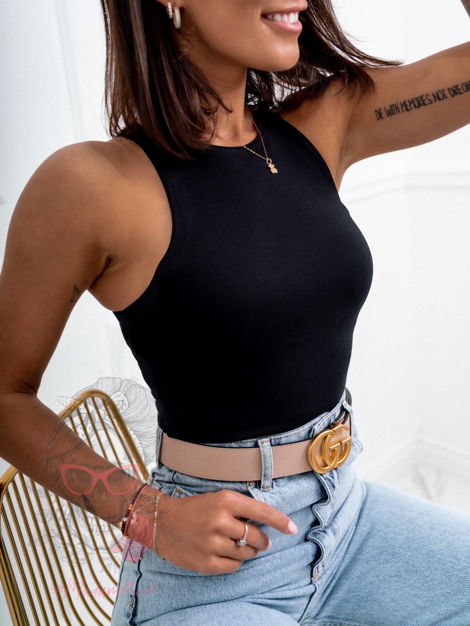 Top na ramiączka Nudes czarny