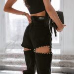 Spodnie jeansowe z wycięciami Sund Grey czarne