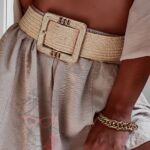 Pasek pleciony na gumie Bergo beżowy