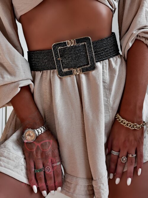 Pasek pleciony na gumie Bergo czarny