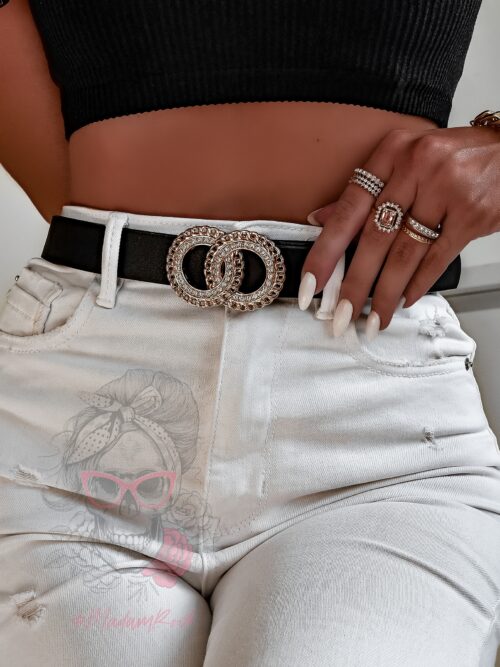 Pasek z ozdobną klamerką Oreno czarny