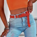 Pasek pleciony elastyczny Grafik pomarańczowy