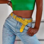 Pasek pleciony elastyczny Grafik żółty