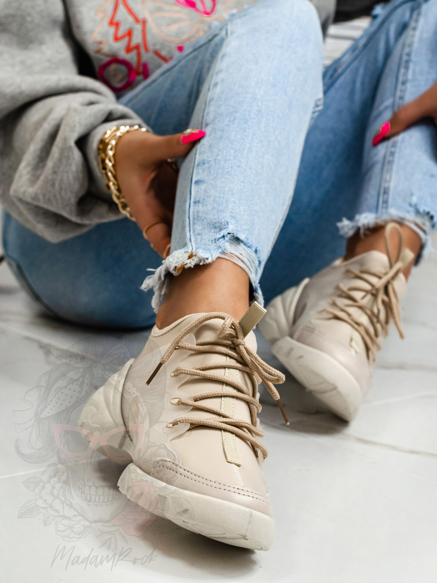 -WYPRZEDANE-Buty sportowe Madam Elsz beżowe