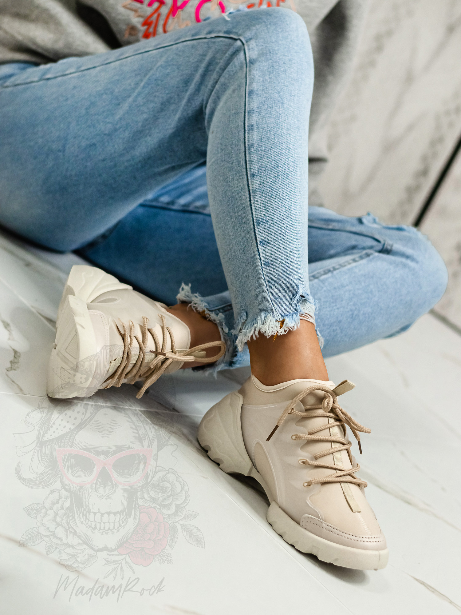 -WYPRZEDANE-Buty sportowe Madam Elsz beżowe