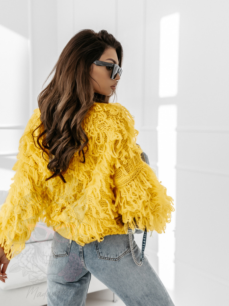 Sweter z frędzlami Marshi żółty Sweter z frędzlami Marshi żółty