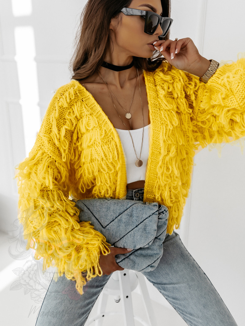 Sweter z frędzlami Marshi żółty Sweter z frędzlami Marshi żółty