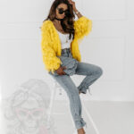 Sweter z frędzlami Marshi żółty