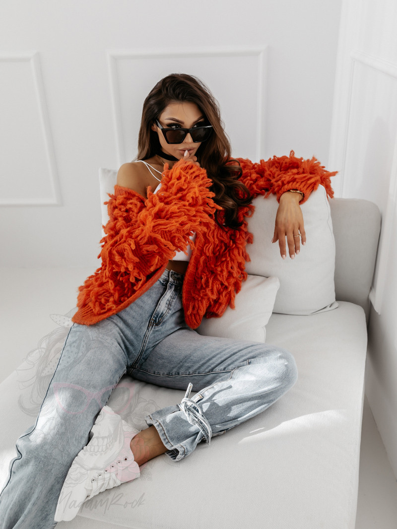 Sweter z frędzlami Marshi pomarańczowy