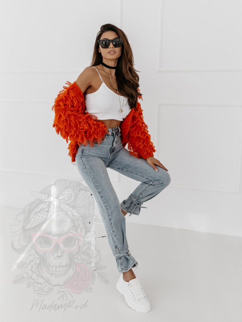 Sweter z frędzlami Marshi pomarańczowy