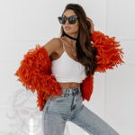 Sweter z frędzlami Marshi pomarańczowy