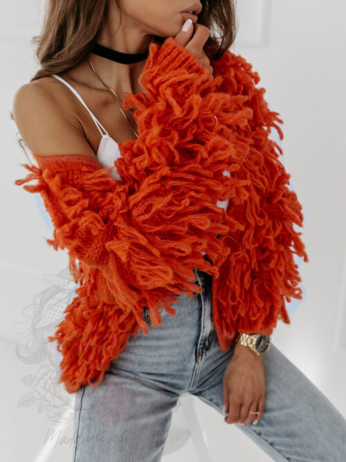 Sweter z frędzlami Marshi pomarańczowy