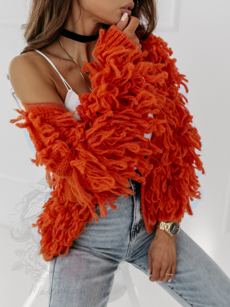 Sweter z frędzlami Marshi pomarańczowy