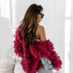 Sweter z frędzlami Marshi amarant