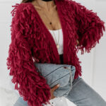 Sweter z frędzlami Marshi amarant