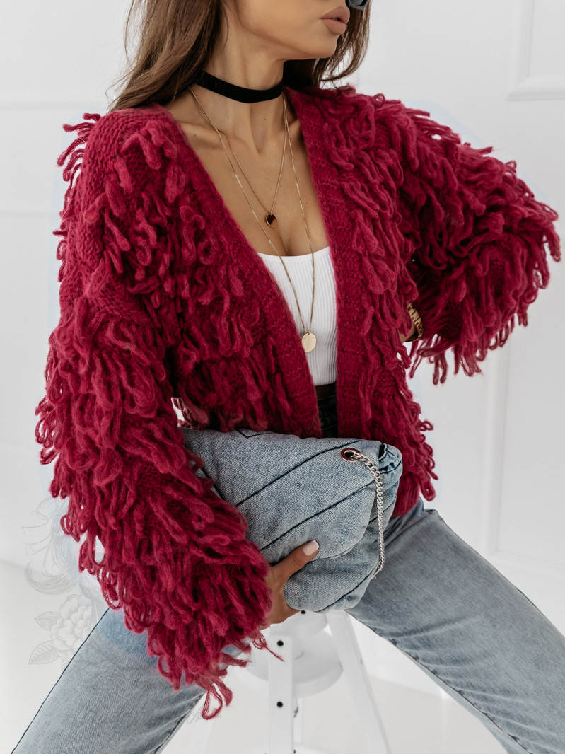 Sweter z frędzlami Marshi amarant