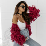 Sweter z frędzlami Marshi amarant