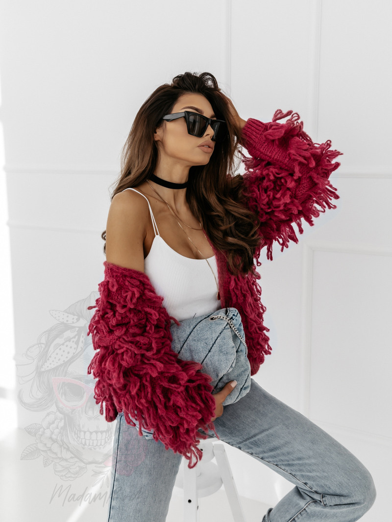 Sweter z frędzlami Marshi amarant