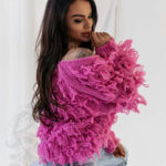 Sweter z frędzlami Marshi różowy