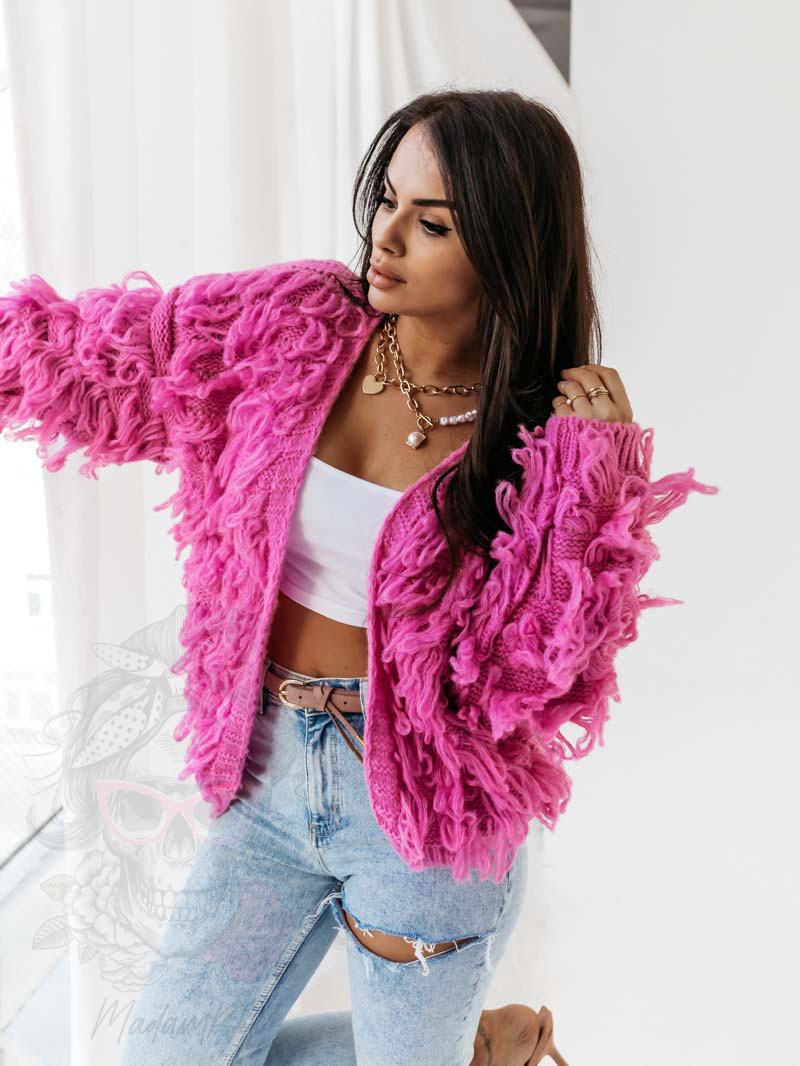 Sweter z frędzlami Marshi różowy