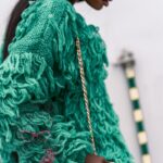 Sweter z frędzlami Marshi zielony