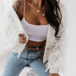 Sweter z frędzlami Marshi ecru