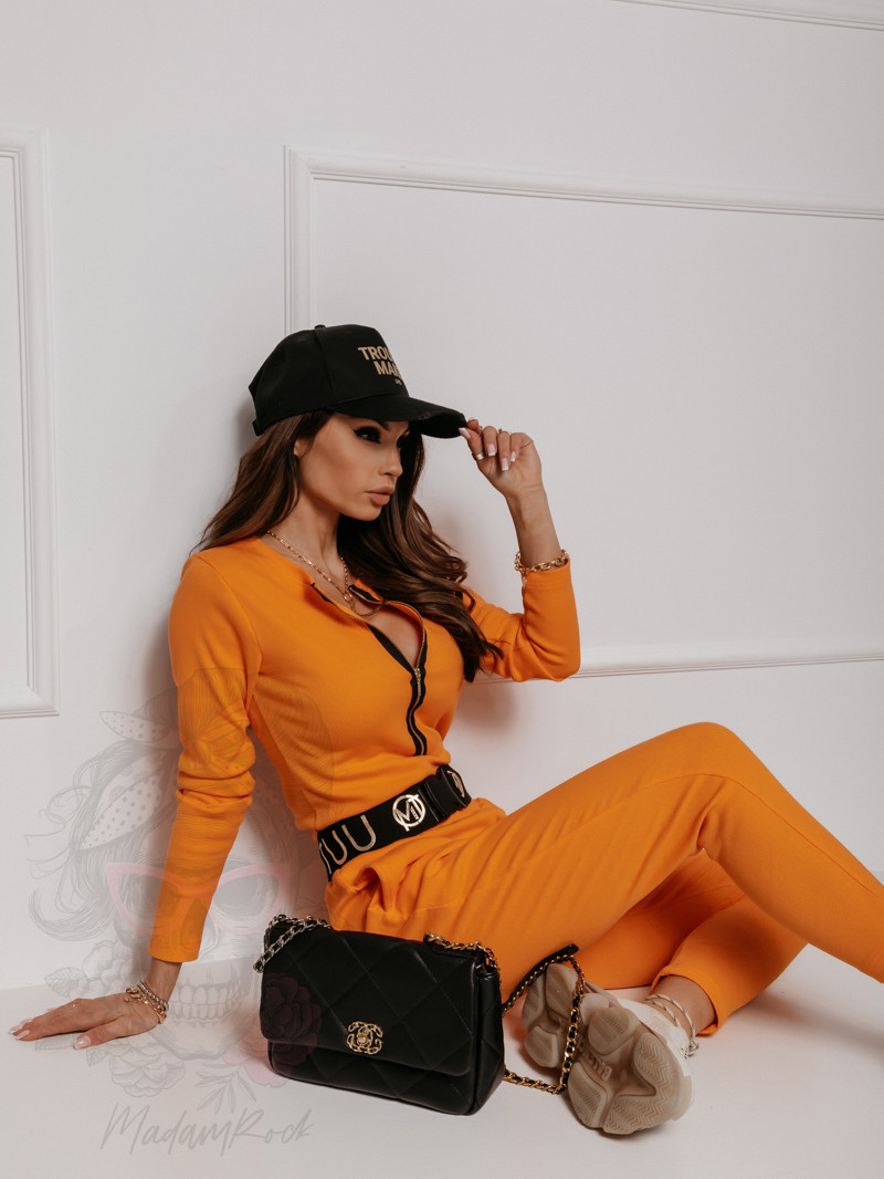 Kombinezon prążkowany SlimBody pomarańczowy