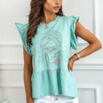 Bluzka bawełniana Dora Rose miętowa