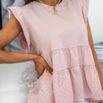 Bluzka bawełniana Dora Rose pudrowa