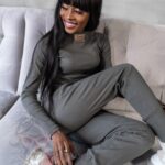 -wyprzedane-Komplet prążkowany Laki Sort khaki