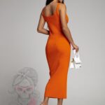 -wyprzedane-Sukienka prążkowana Medusa pomarańczowa