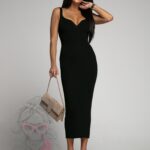 -wyprzedane-Sukienka prążkowana Medusa czarna
