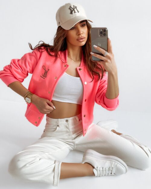 Bluza bomberka O'la Voga High School neonowa różowa