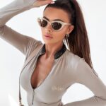 Sukienka dopasowana Panther Dress Ola Voga beżowa