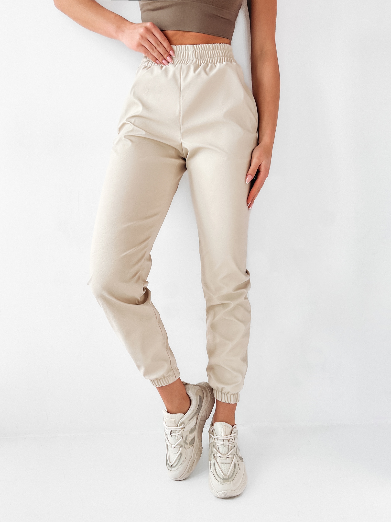 Spodnie skórzane Ola Voga Fresh Leather j.beżowe