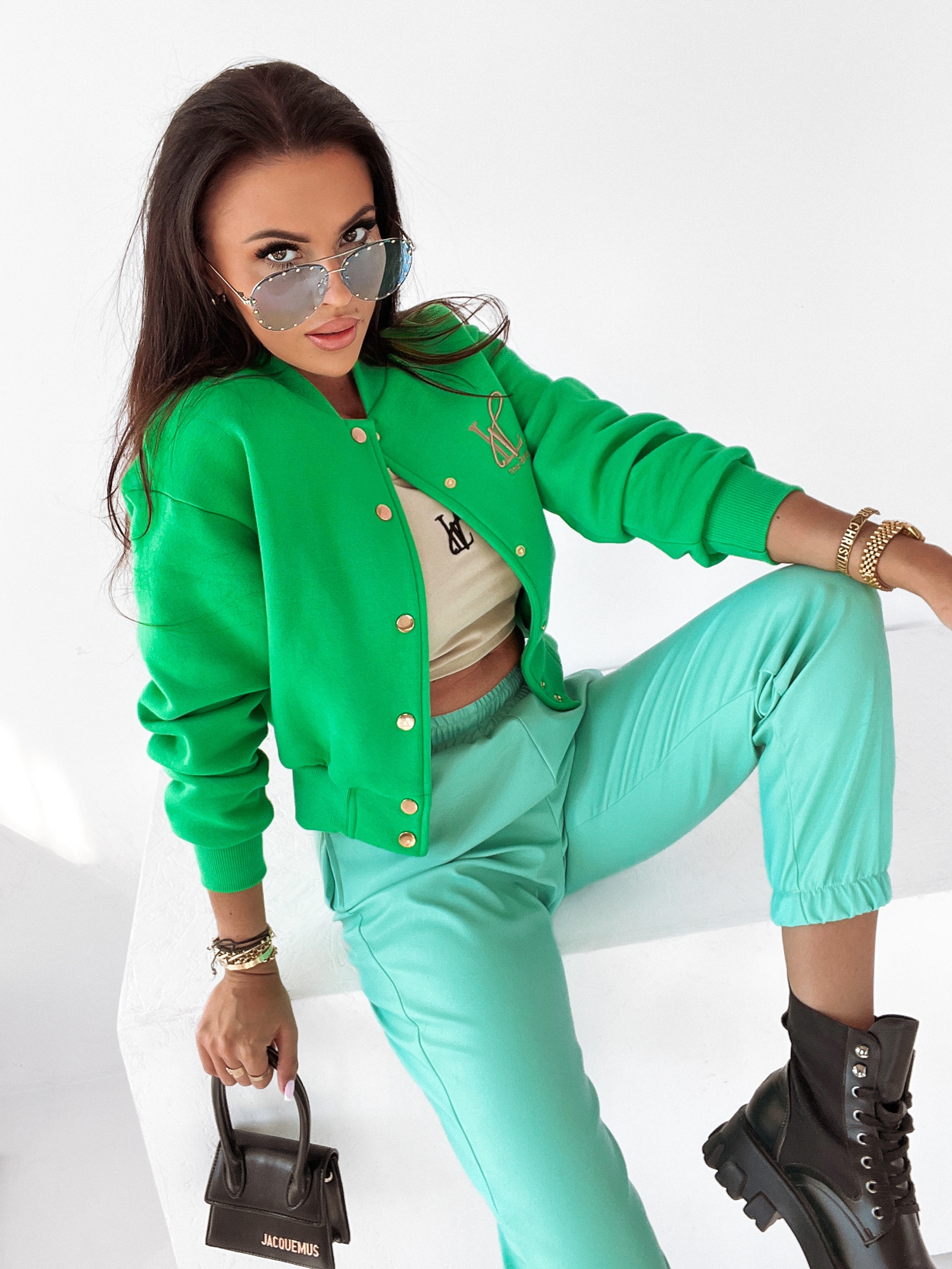 Spodnie skórzane Ola Voga Fresh Leather miętowe