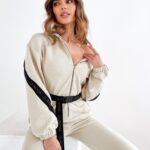 Kombinezon elegancki Fancy Stripe Ola Voga beżowy