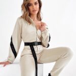 Kombinezon elegancki Fancy Stripe Ola Voga beżowy