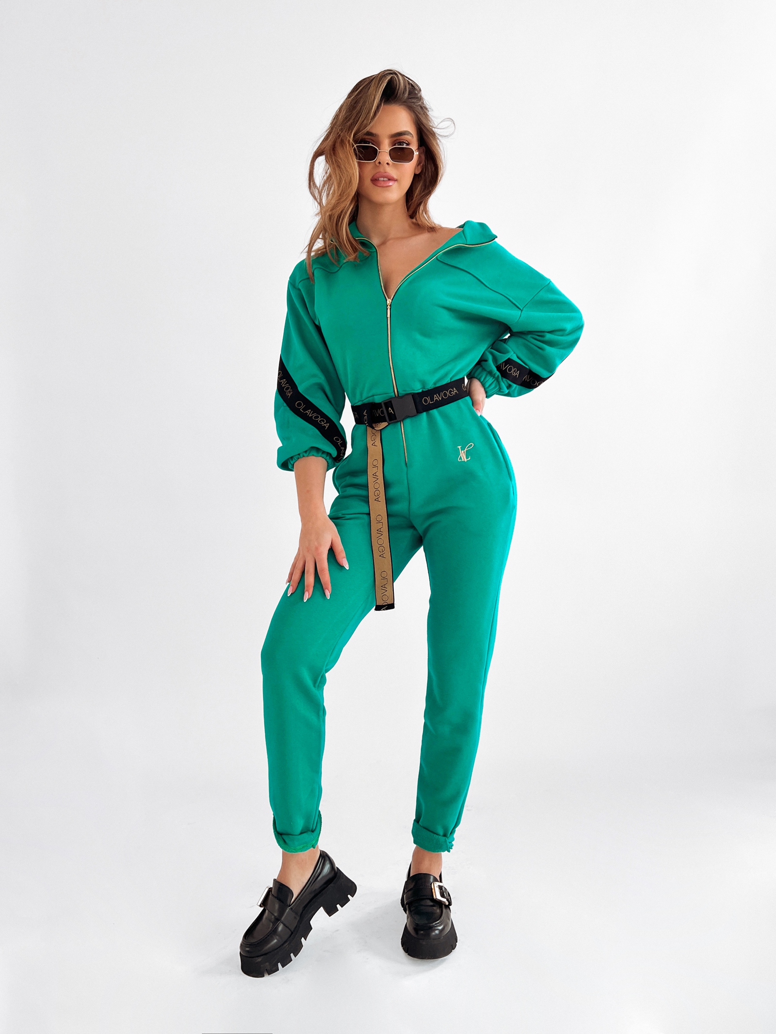 Kombinezon elegancki Fancy Stripe Ola Voga zielony