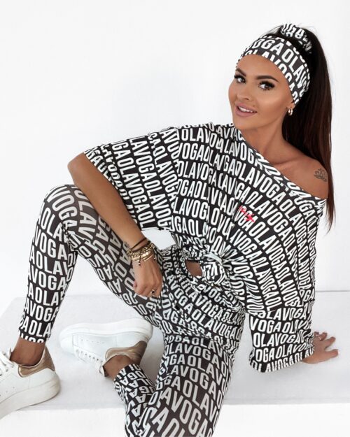 Komplet z opaską Ola Voga LogoMania czarno-biały