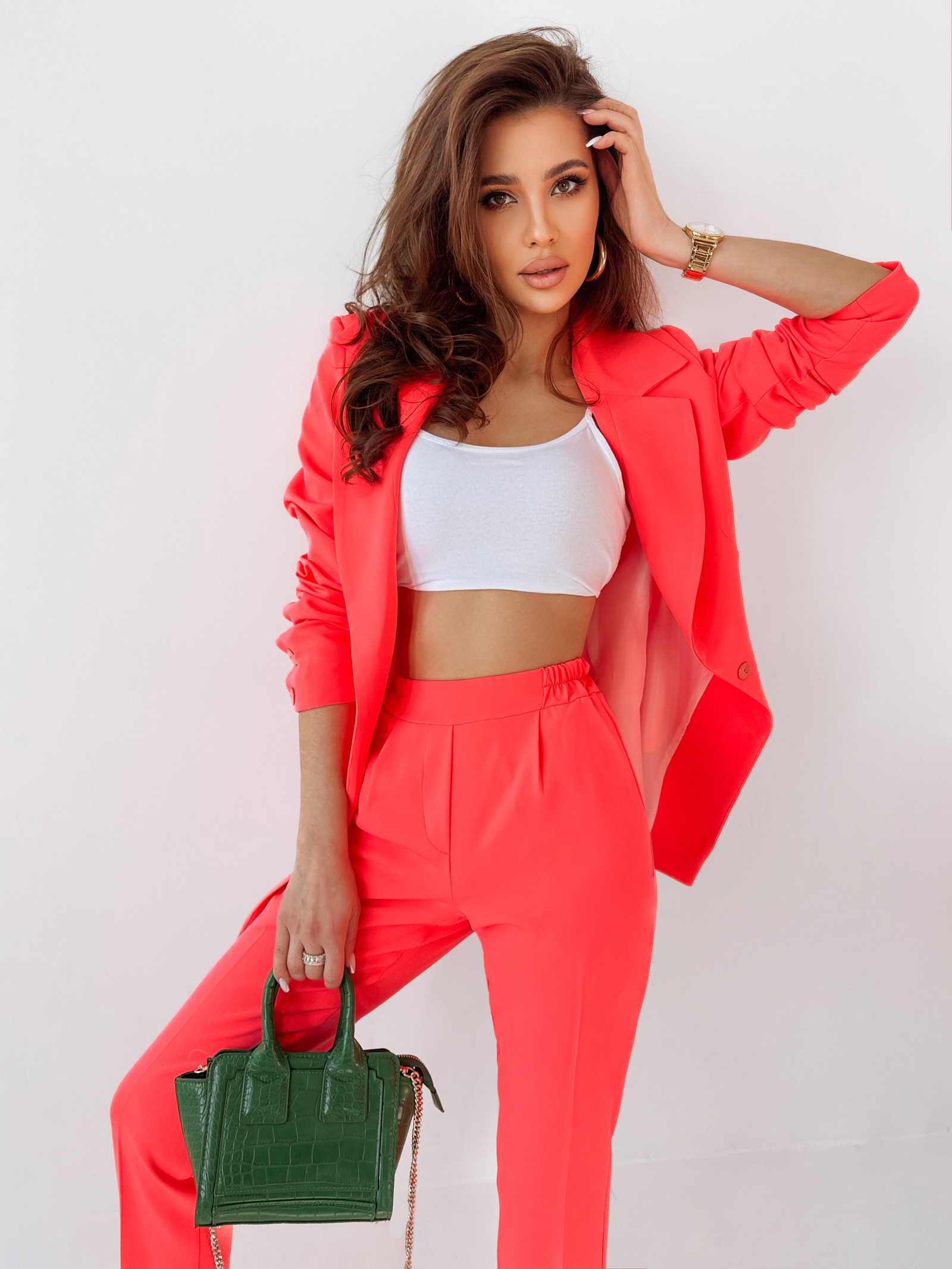 Komplet elegancki Madrid Ola Voga neonowy róż